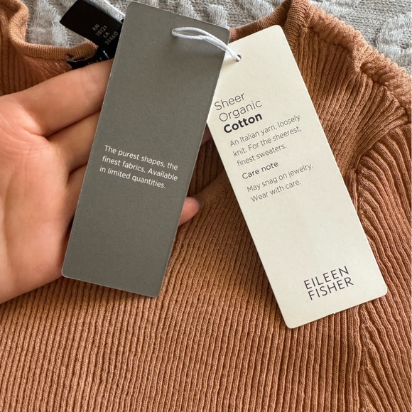 EILEEN FISHER Limited Edition Sheer Organic Cotton Slim Top - Amber - Picture 6 of 6